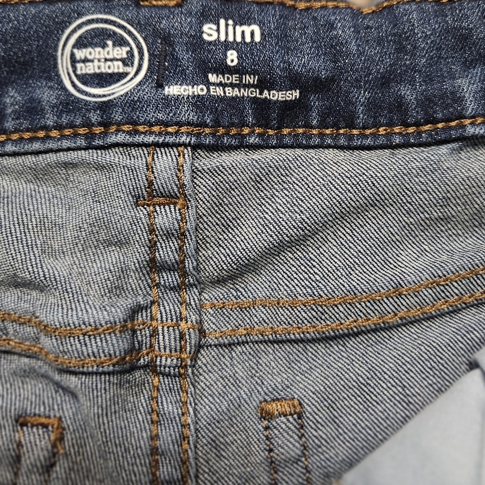 WONDER NATION Boy's Distressed Denim Blue Jeans, 8 Slim - Picture 6 of 8
